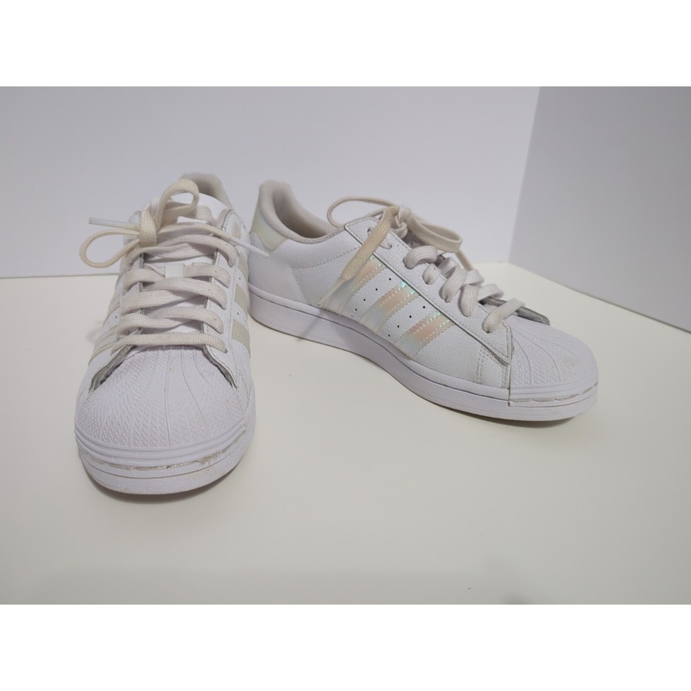ADIDAS Superstar Iridescent White Shoes Shiny Women's 7 Sneakers Casual